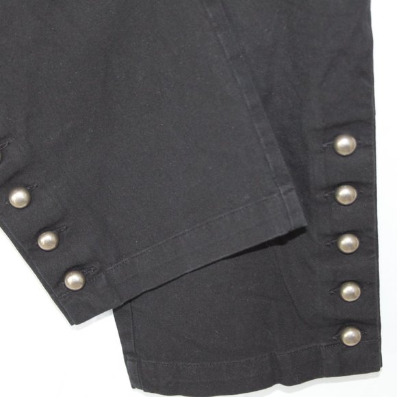 INC INTERNATIONAL CONCEPTS BLACK HIGH ANKLE PANTS SZ 12 FLAT FRONT BUTTONS COTTO - Picture 5 of 15